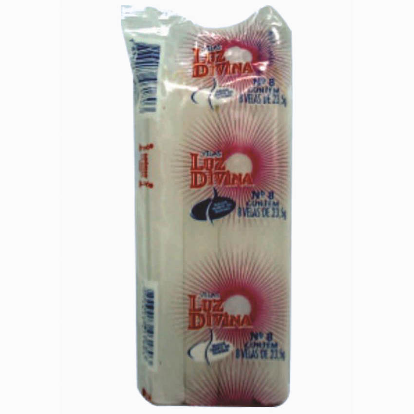 VELA N 8 LUZ DIVINA BRANCA 23,5G 25X8UN