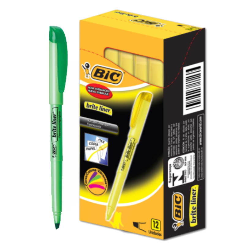 MARCA TEXTO VD BRITE LINER BIC 1X12UN