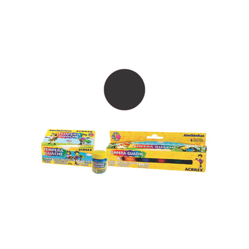 TINTA GUACHE 15ML PRETO ACRILEX 1X12UN
