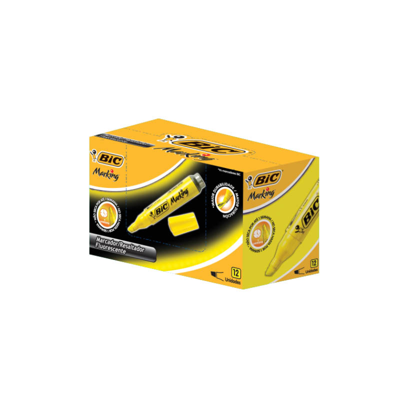 MARCA TEXTO AM FLUORESC MARK BIC 1X12UN