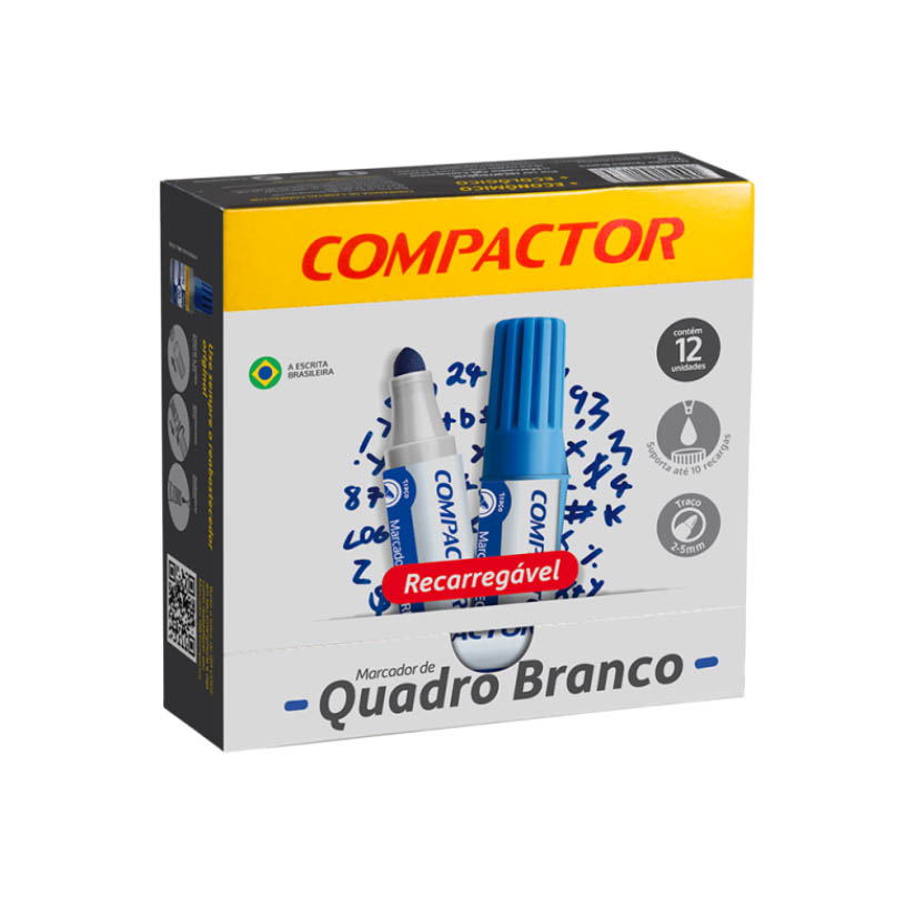 MARCADOR P QUAD BR AZ REC COMPAC 1X12UN 