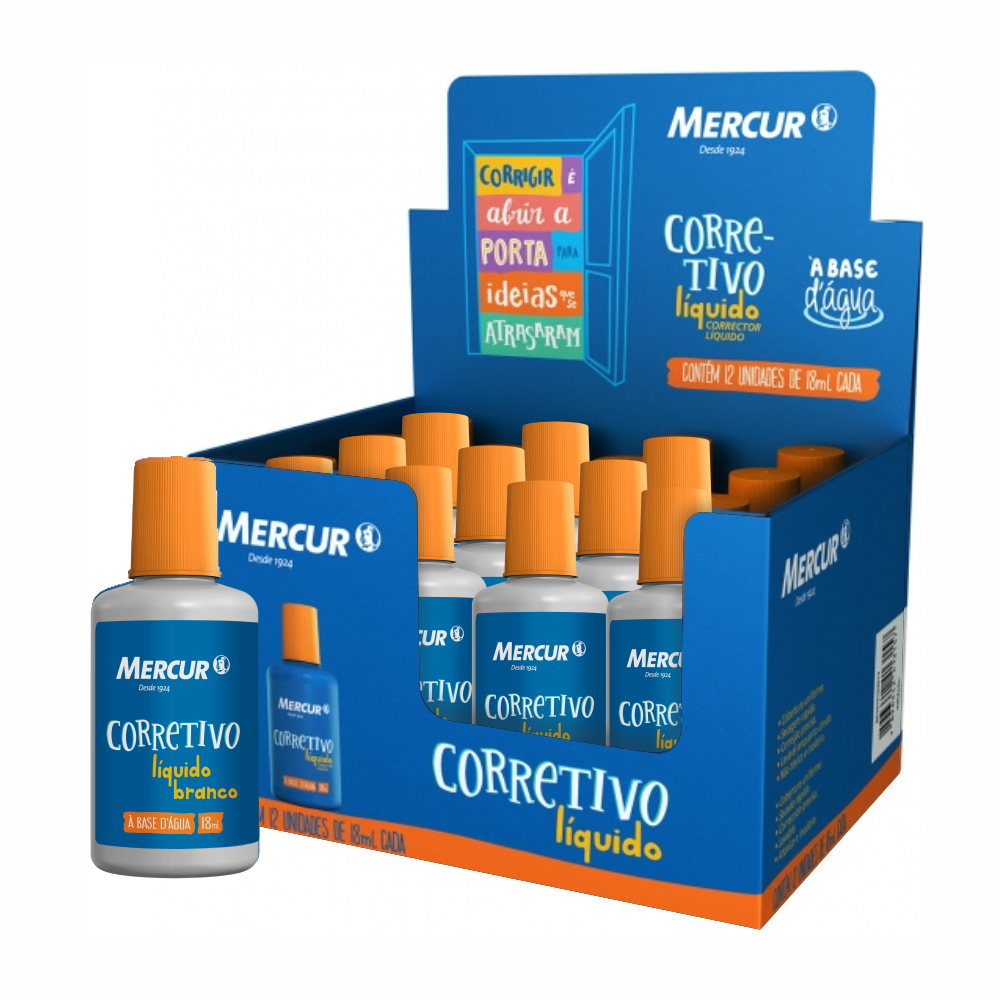 CORRETIVO LIQUIDO 18ML MERCUR 1X12UN 