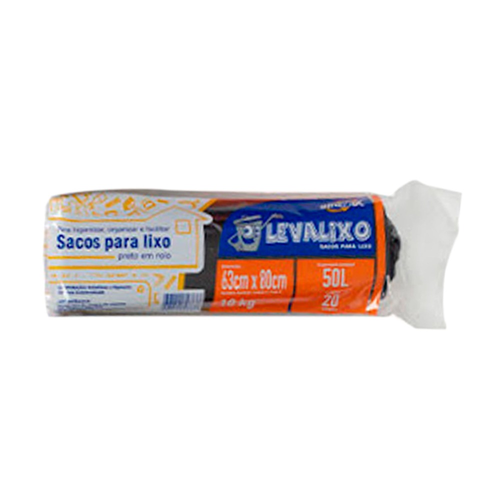 SACO P LIXO 50 LT PT GIROMIX ROLOS 20UN 