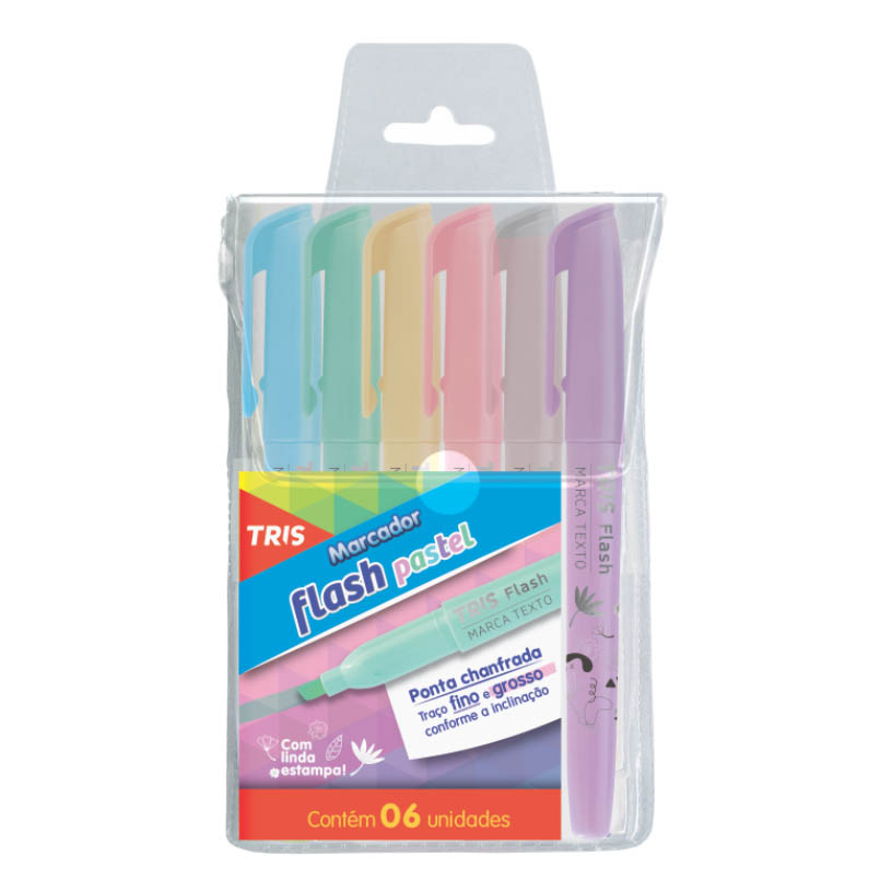 MARCA TEXTO FLASH PASTEL TRIS 1X6UN 