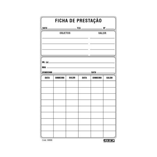 FICHA CARTAO DE PRESTACAO SIDGRAF 100F 