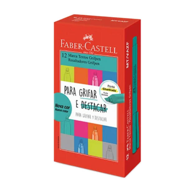 MARCA TEXTO VD AGUA GRIFPEN FABER 12UN 