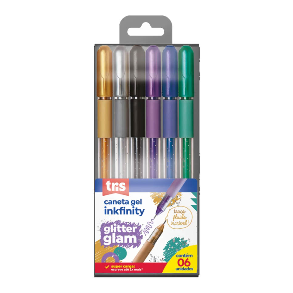 CANETA GEL GLIT GLAM INKFINITY TRIS 6UN