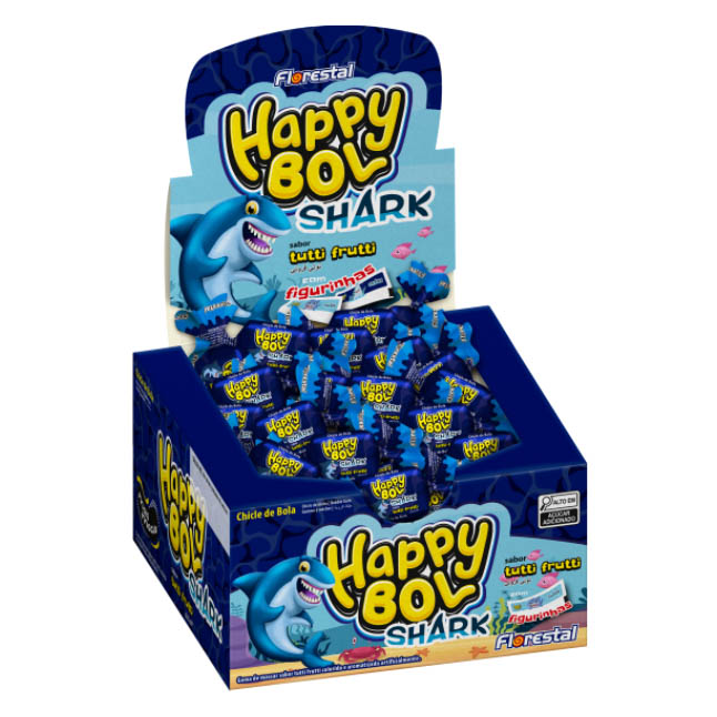 CHICLE HAPPY BOL SHARK T FRUT FLORE 140G