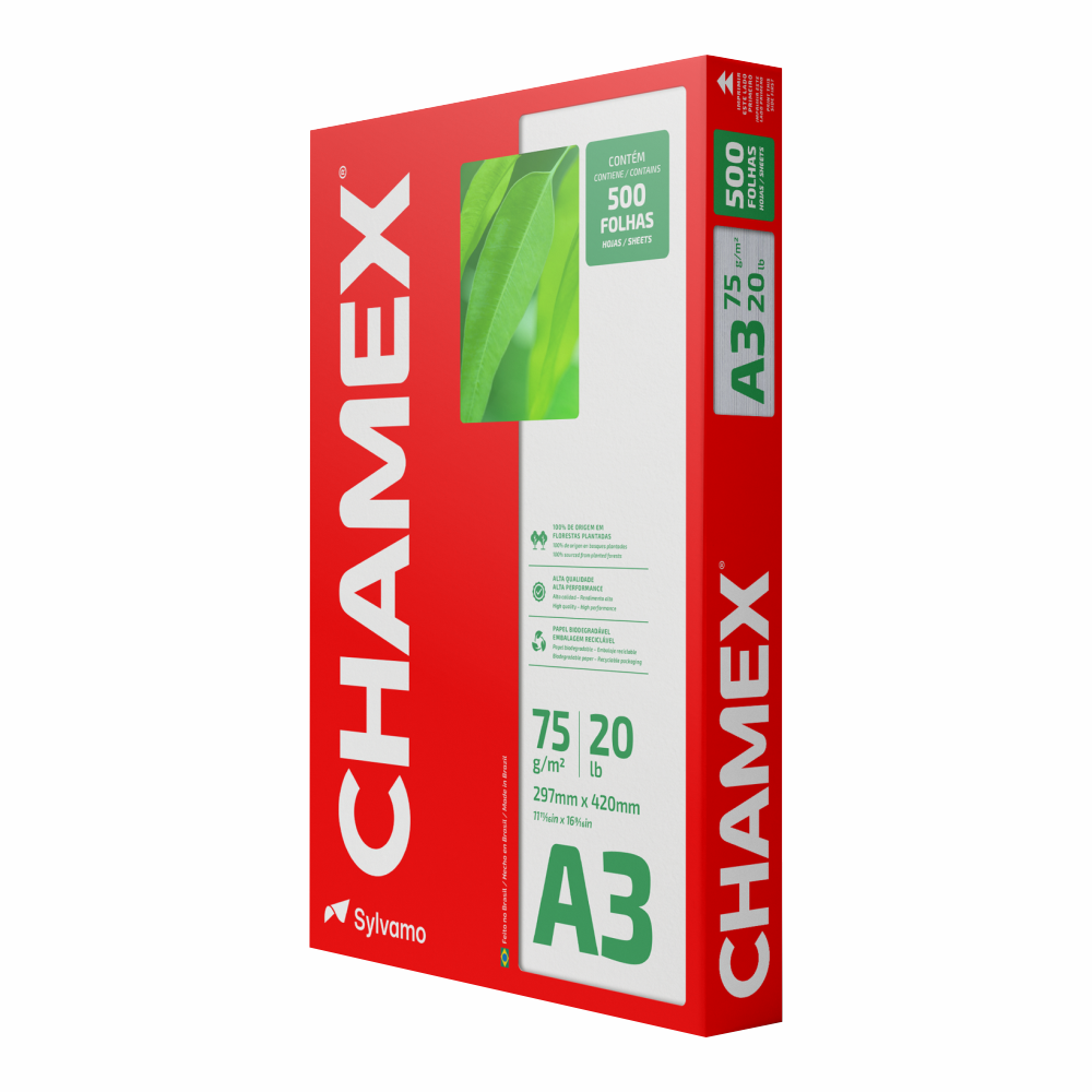 PAPEL OFICIO A3 CHAMEX BR 75G 1X500FLS