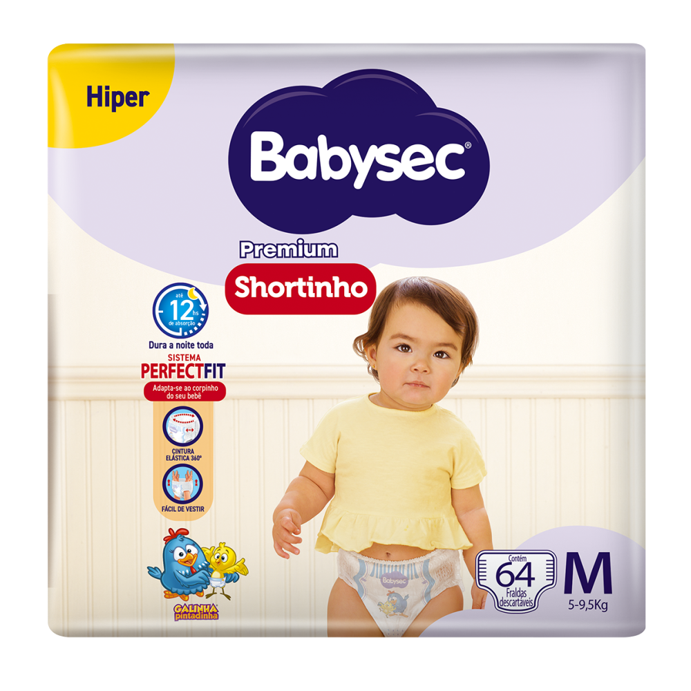 FRALDA BABYSEC SHORTINHO HIPER M 1X60UN