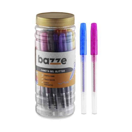 CANETA GEL GLITTER 1MM BAZZE 1X24U