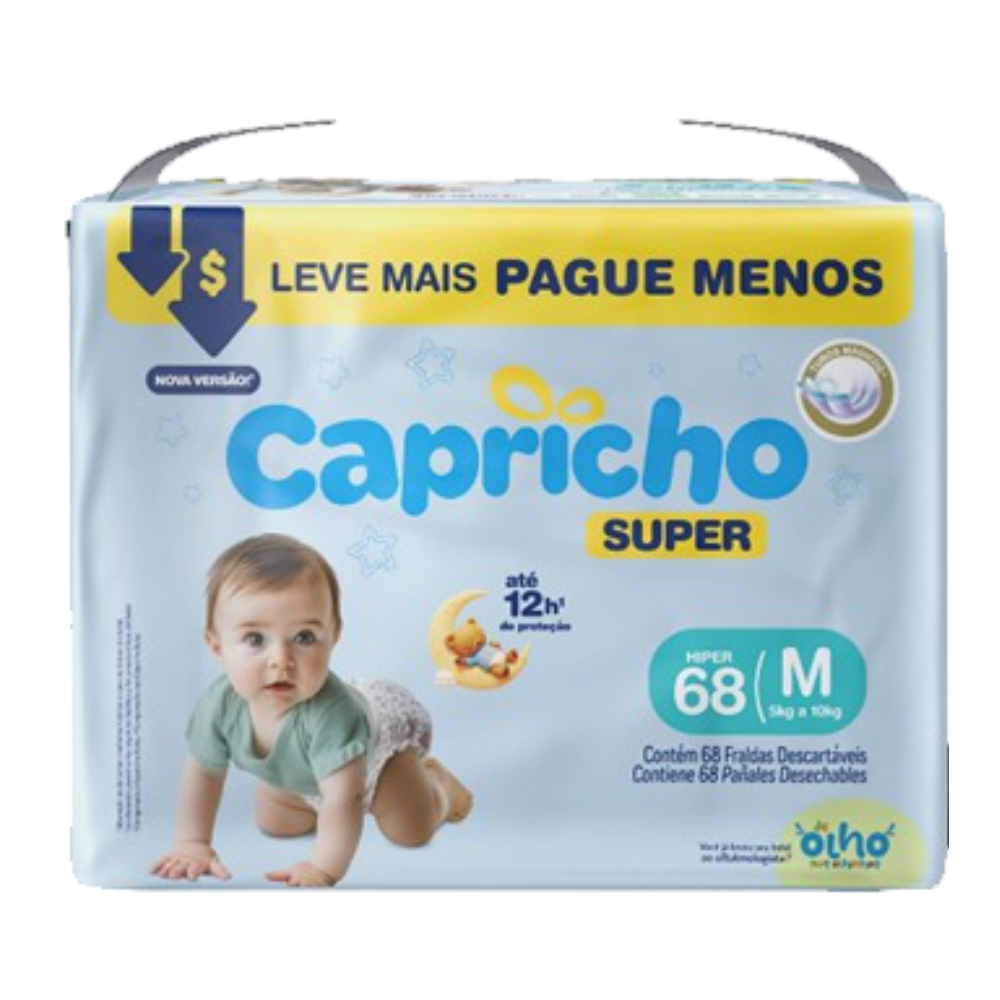 FRALDA CAPRICHO SUP TIRA BAG M 1X68UN