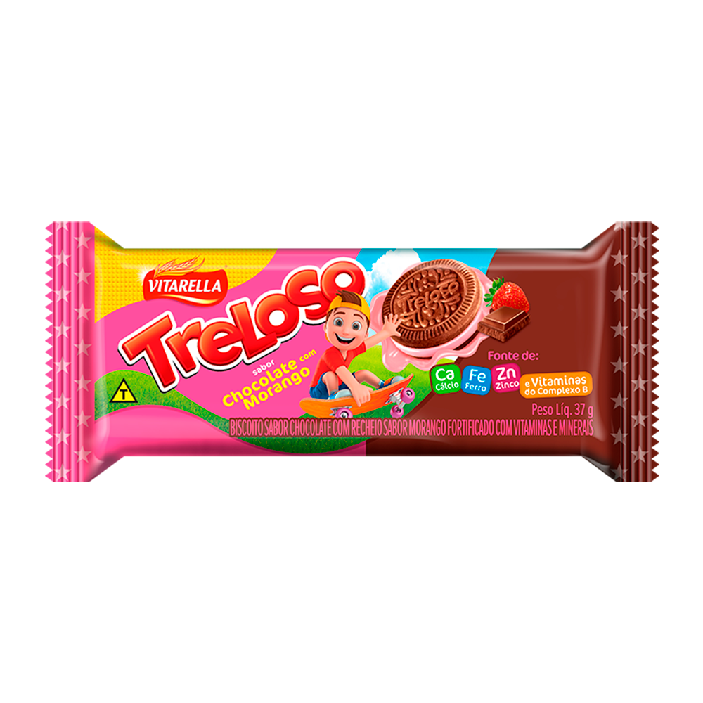 BISC RECH  TRELOSO CHOC MORANGO 30X37G