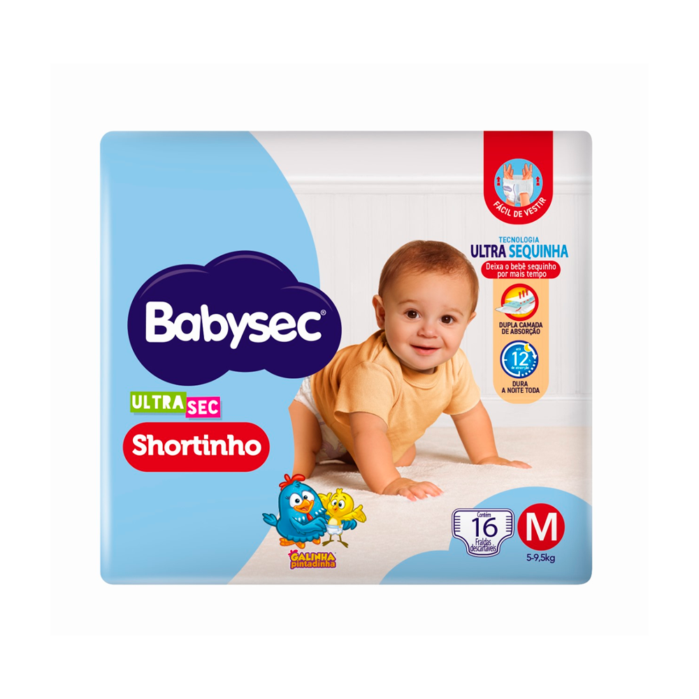 FRALDA BABYSEC US  SHRT M 1X16UN