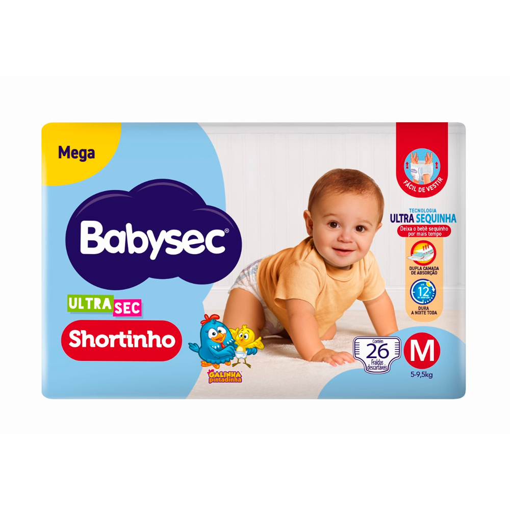 FRALDA BABYSEC US SHRT MEGA M 1X26UN