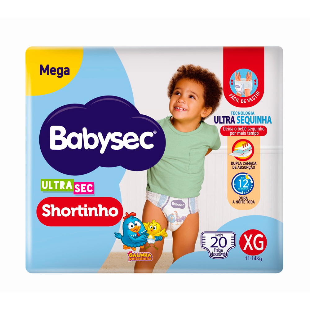 FRALDA BABYSEC US SHRT MEGA XG 1X20UN
