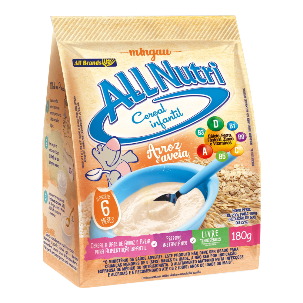 MINGAU ALLNUTRI ARROZ E AVEIA 1X180G