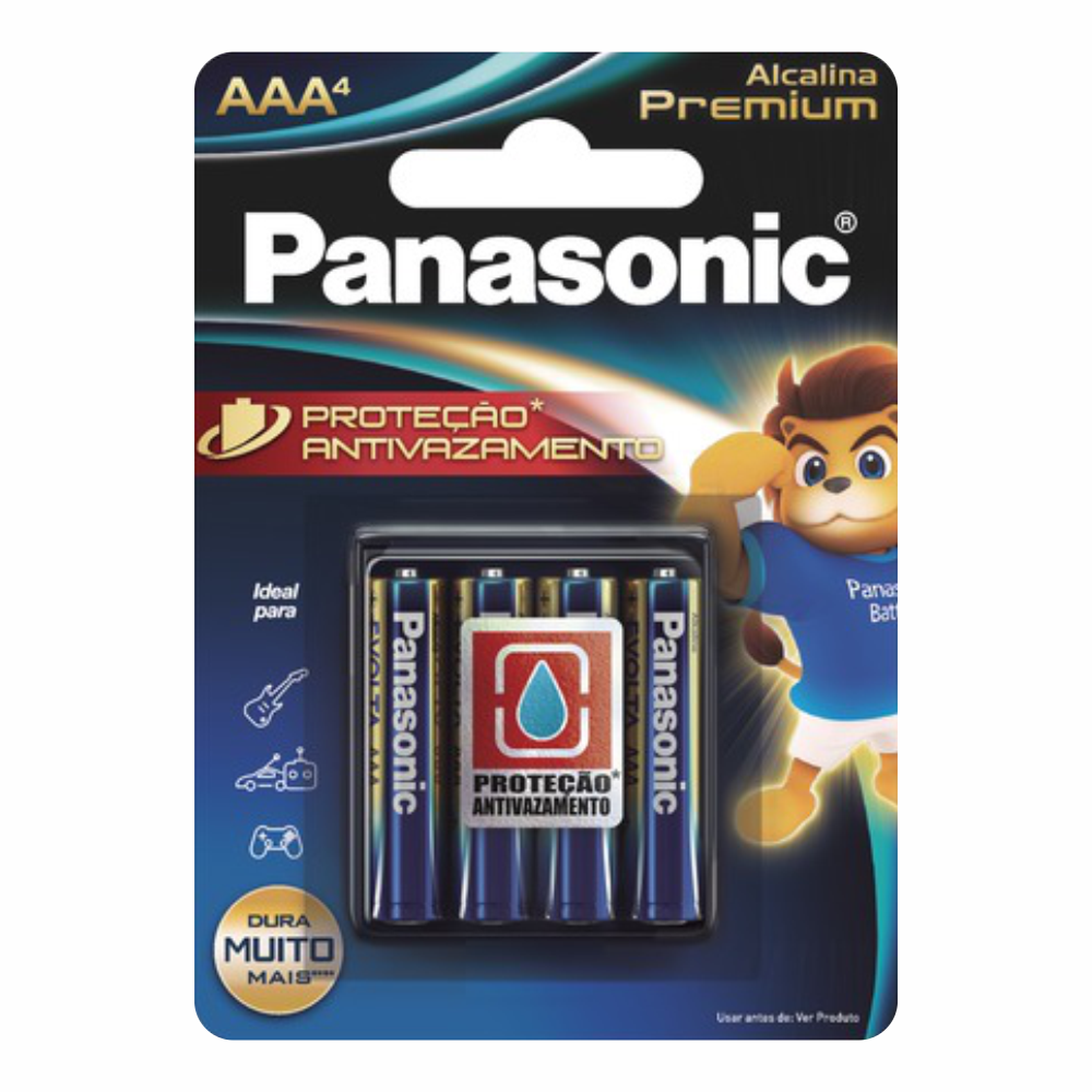 PILHA ALCALINA PREMIUM AAA PANASONIC 1X4